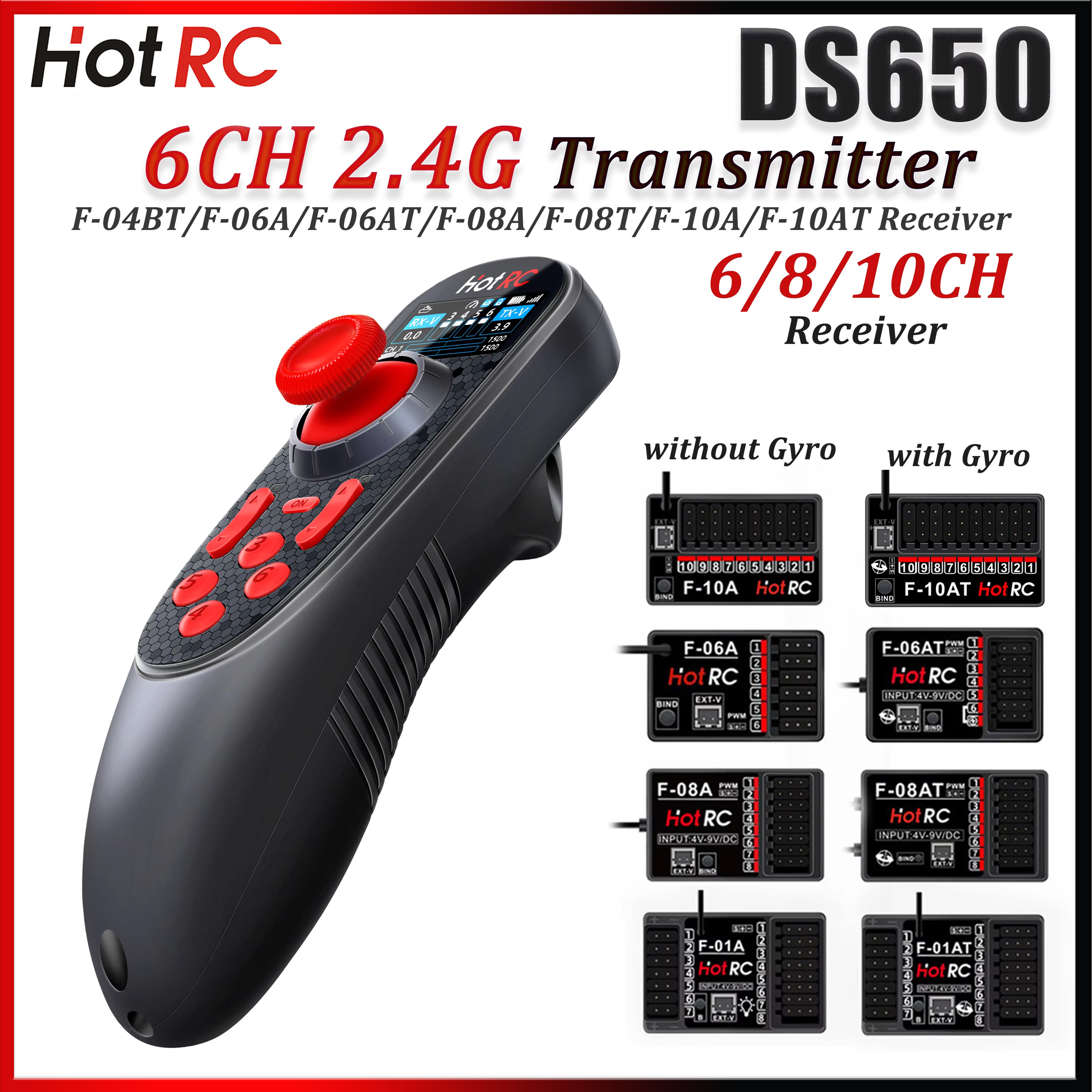 Radio Transmitter 6Ch - HOTRC DS650 6CH 2.4G Transmitter Color